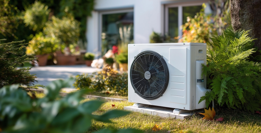 Wärmepumpe im Garten