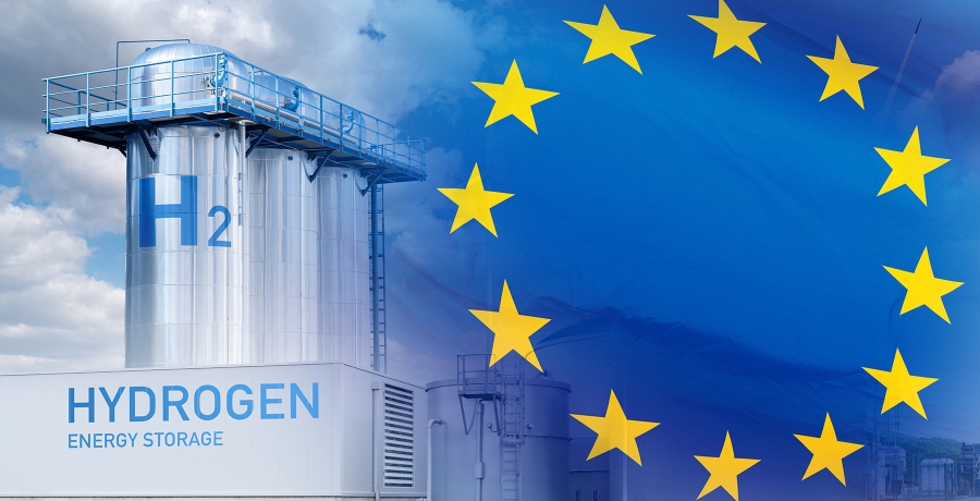 Wasserstofftanks und EU-Fahne