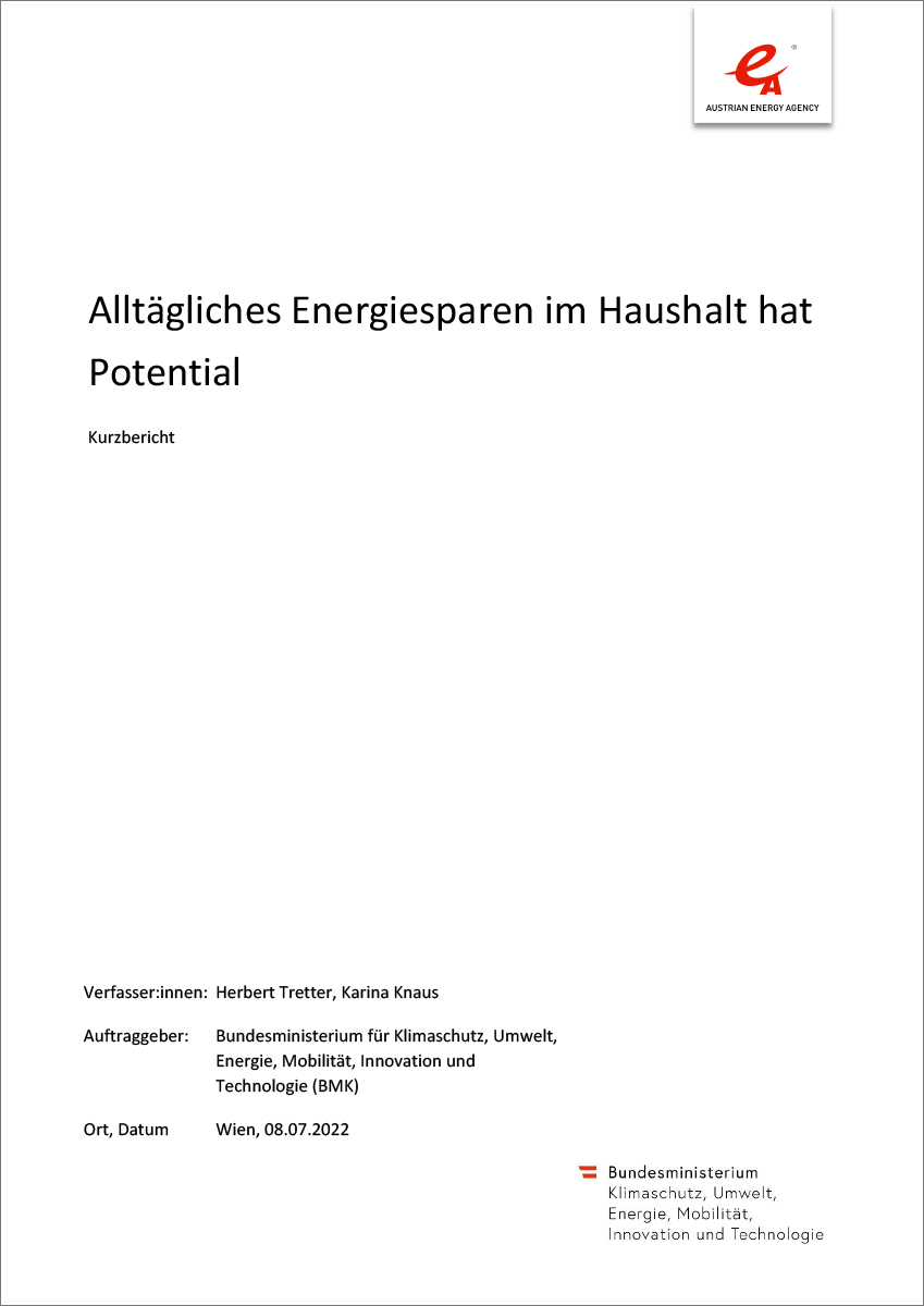 Titelblatt "Alltägliches Energiesparen im Haushalt hat Potential"