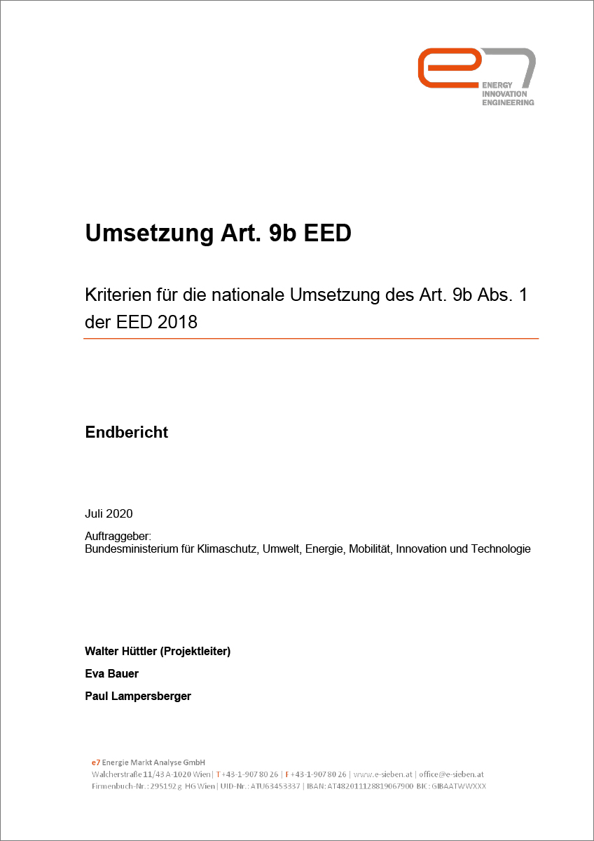 Titel der Studie "Umsetzung Artikel 9b EED"